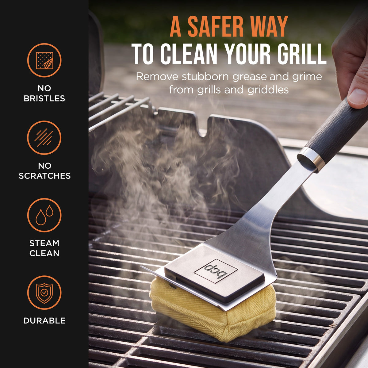 Bristle-Free Grill Brush & Scraper with Replacement Head