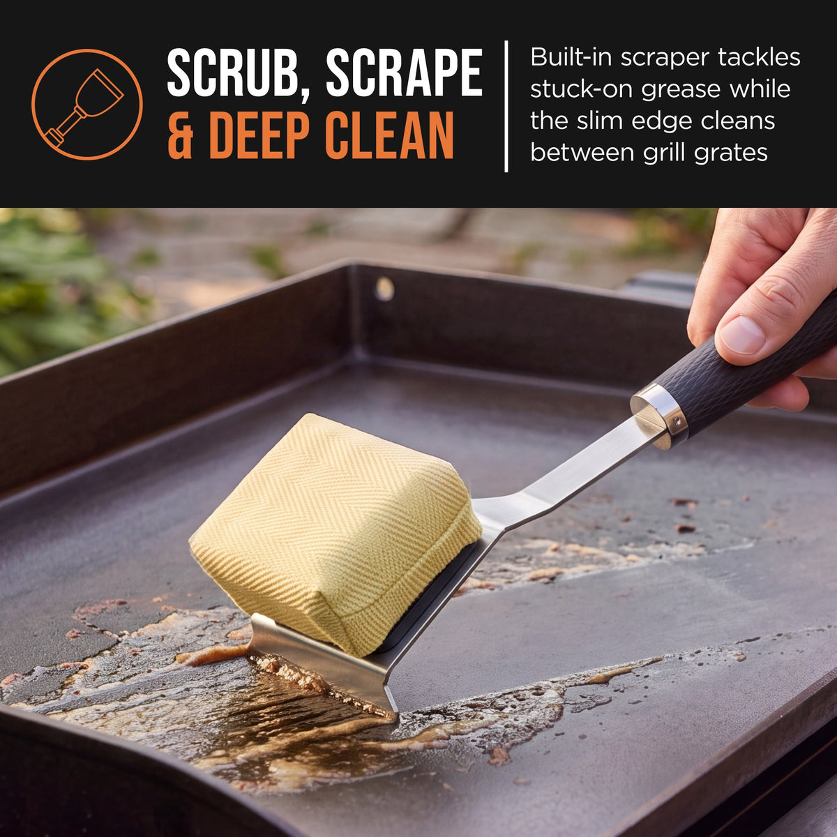 Bristle-Free Grill Brush & Scraper with Replacement Head