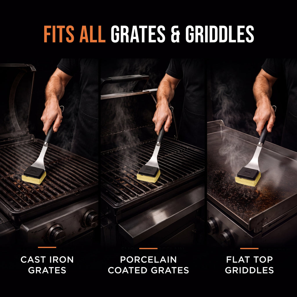 Bristle-Free Grill Brush & Scraper with Replacement Head