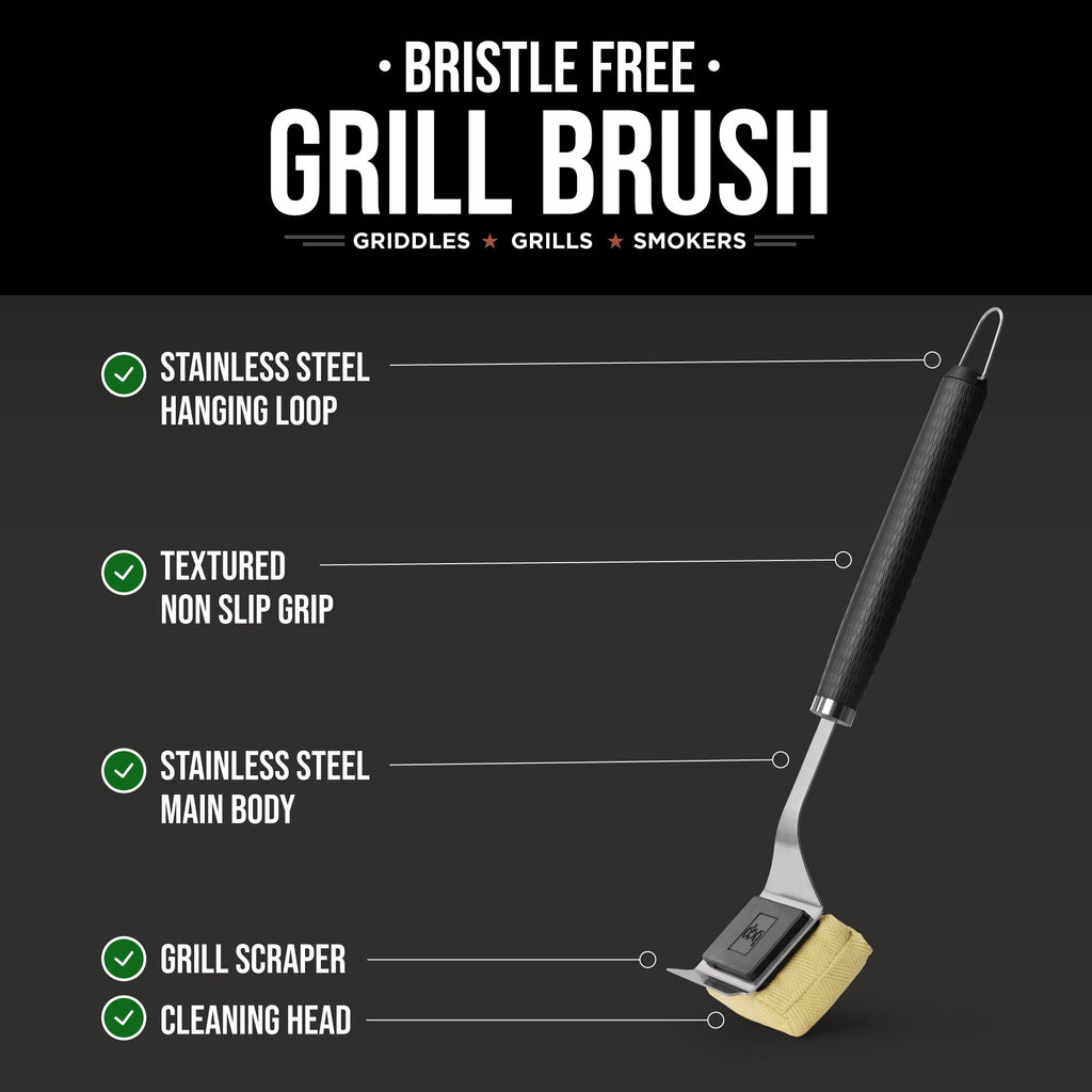Bristle-Free Grill Brush & Scraper with Replacement Head