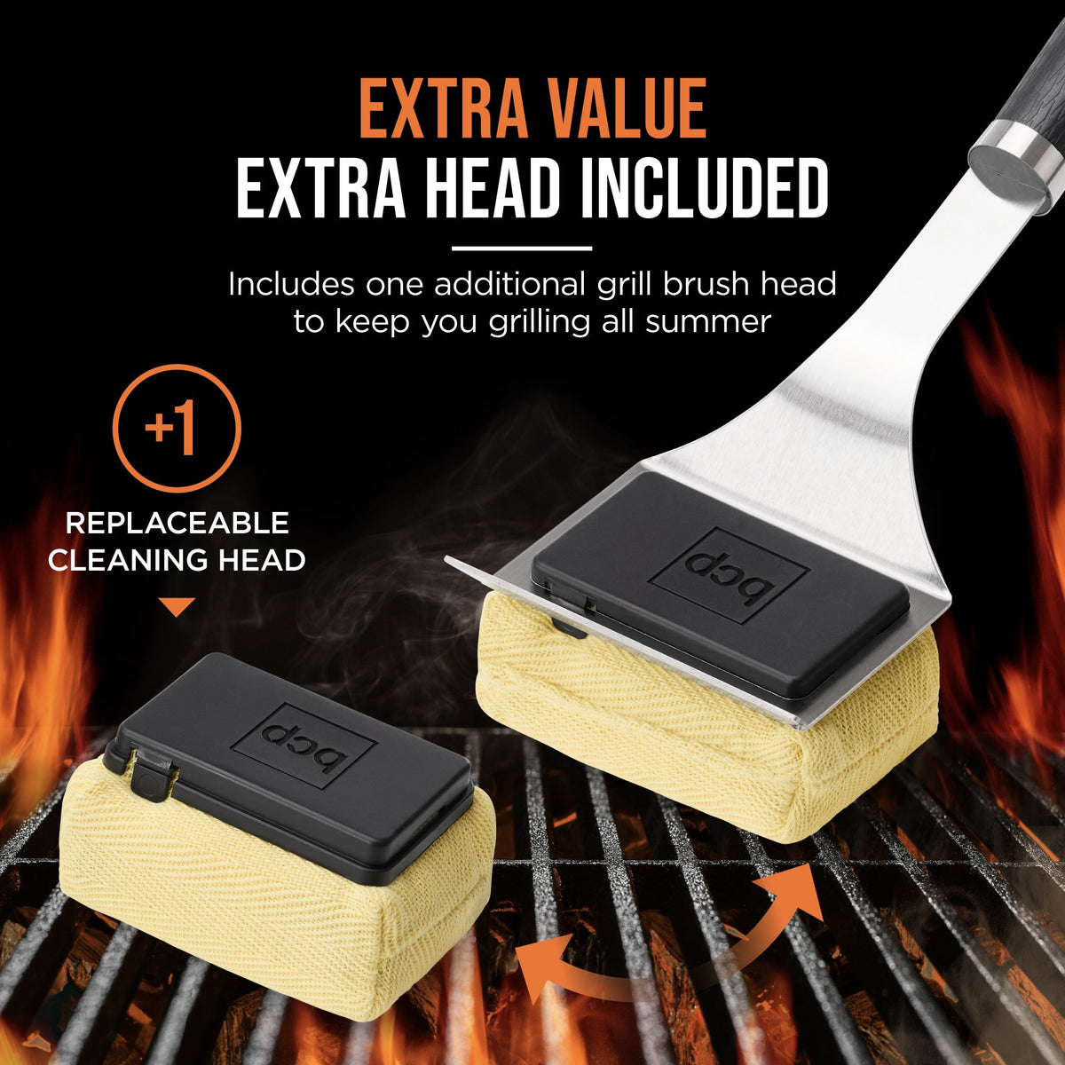 Bristle-Free Grill Brush & Scraper with Replacement Head