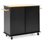 Utility Kitchen Cart w/ Storage Cabinets, Handles, Cutting Board