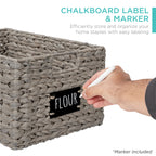 Set of 2 Water Hyacinth Pantry Baskets w/ Chalkboard, Marker - 16in