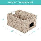 Set of 2 Water Hyacinth Pantry Baskets w/ Chalkboard, Marker - 16in
