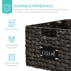 Set of 2 Water Hyacinth Pantry Baskets w/ Chalkboard, Marker - 16in