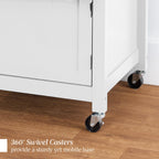 Rolling Kitchen Island Cart, Cabinet W/ Drawer, Sliding Tray, Outlet, Wheels
