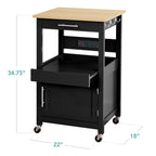 Rolling Kitchen Island Cart, Cabinet W/ Drawer, Sliding Tray, Outlet, Wheels