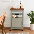 Rolling Kitchen Island Cart, Cabinet W/ Drawer, Sliding Tray, Outlet, Wheels