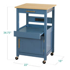 Rolling Kitchen Island Cart, Cabinet W/ Drawer, Sliding Tray, Outlet, Wheels