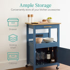 Rolling Kitchen Island Cart, Cabinet W/ Drawer, Sliding Tray, Outlet, Wheels