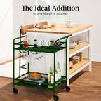 2-Tier Rolling Bar Cart Indoor/Outdoor w/ Shelves, Wine Rack, Locking Wheels