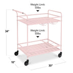 2-Tier Rolling Bar Cart Indoor/Outdoor w/ Shelves, Wine Rack, Locking Wheels