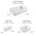 3-Piece Ceramic Casserole Dish Set W/Handles, Non-Stick for Baking & Serving