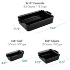 3-Piece Ceramic Casserole Dish Set W/Handles, Non-Stick for Baking & Serving