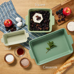3-Piece Ceramic Casserole Dish Set W/Handles, Non-Stick for Baking & Serving