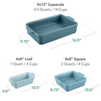 3-Piece Ceramic Casserole Dish Set W/Handles, Non-Stick for Baking & Serving