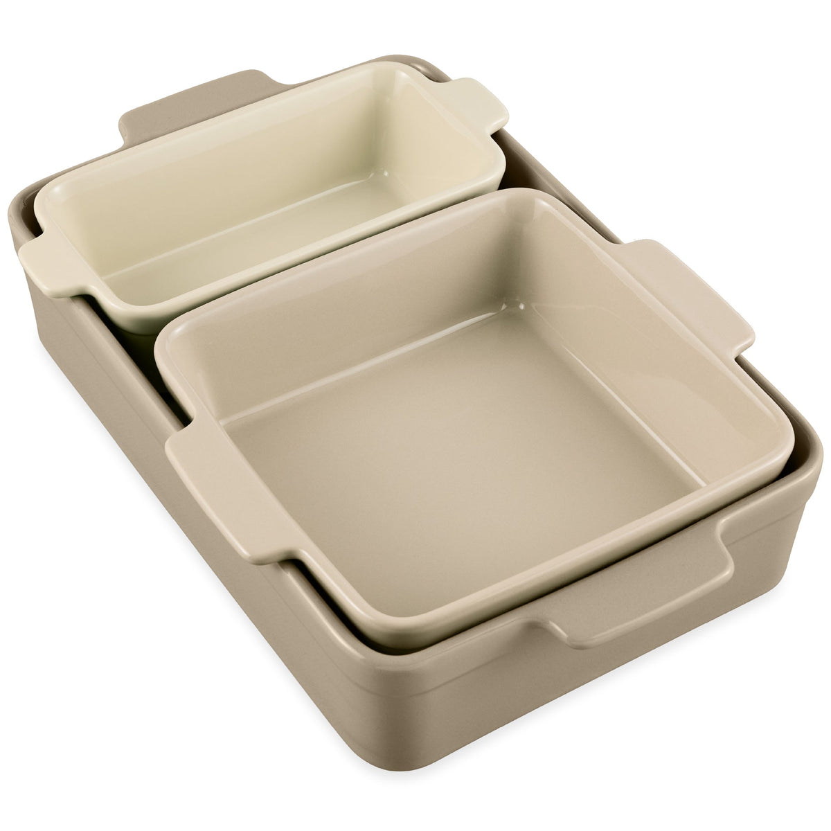 3-Piece Ceramic Casserole Dish Set W/Handles, Non-Stick for Baking & Serving