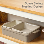 3-Piece Ceramic Casserole Dish Set W/Handles, Non-Stick for Baking & Serving