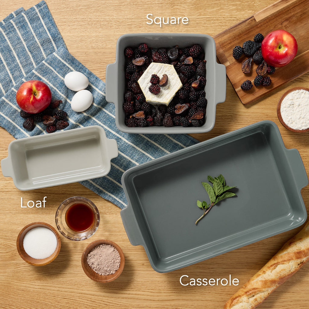 3-Piece Ceramic Casserole Dish Set W/Handles, Non-Stick for Baking & Serving