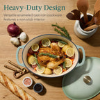 Oval Cast-Iron Dutch Oven Kitchen Cookware w/ Enamel - 7.5qt