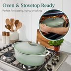 Oval Cast-Iron Dutch Oven Kitchen Cookware w/ Enamel - 7.5qt