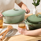 Oval Cast-Iron Dutch Oven Kitchen Cookware w/ Enamel - 7.5qt