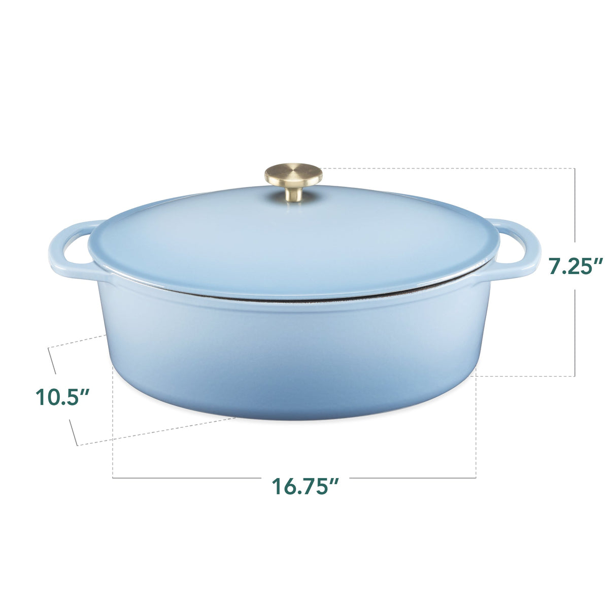 Oval Cast-Iron Dutch Oven Kitchen Cookware w/ Enamel - 7.5qt
