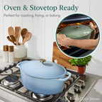 Oval Cast-Iron Dutch Oven Kitchen Cookware w/ Enamel - 7.5qt