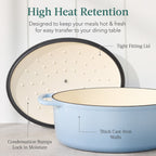 Oval Cast-Iron Dutch Oven Kitchen Cookware w/ Enamel - 7.5qt