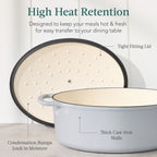 Oval Cast-Iron Dutch Oven Kitchen Cookware w/ Enamel - 7.5qt