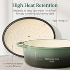 Oval Cast-Iron Dutch Oven Kitchen Cookware w/ Enamel - 7.5qt