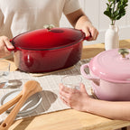 Oval Cast-Iron Dutch Oven Kitchen Cookware w/ Enamel - 7.5qt