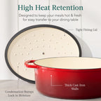 Oval Cast-Iron Dutch Oven Kitchen Cookware w/ Enamel - 7.5qt