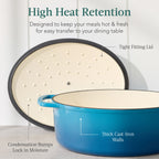 Oval Cast-Iron Dutch Oven Kitchen Cookware w/ Enamel - 7.5qt