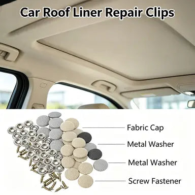 🔥 Holiday Celebration 70% OFF🔥50 Pack Car Roof Headliner Repair Buttons, Fabric Covered Retainer Screws, Auto Ceiling Liner Fixing Snap Fastener Clips