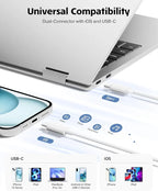 Portable MicroSD Card Reader - Dual Connector USB C & iPhone Connector, USB 3.0 Dual-Slot Memory Reader for iPhone/iPad Cameras, Supports SD/TF, Android Devices Compatible, 2-Way Sync & Tracking Camera Viewer