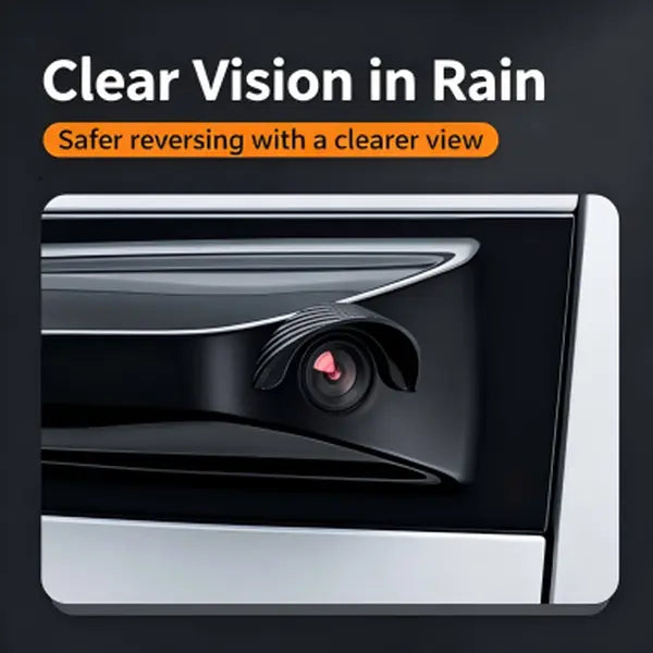 Camera rain shield installed above rear camera